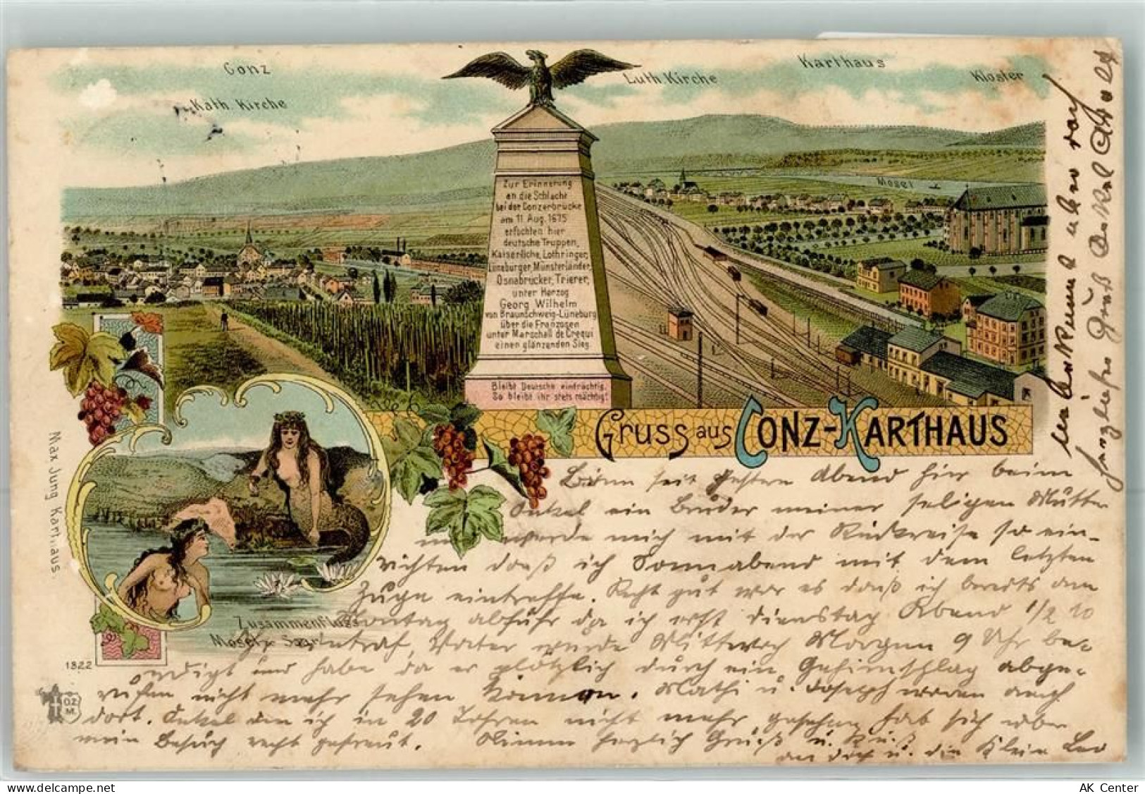 54329 W5503 Konz 1898 Gebrauchsspuren Karthaus Nixe Meerjungfrau Ehrenma... - 13613299