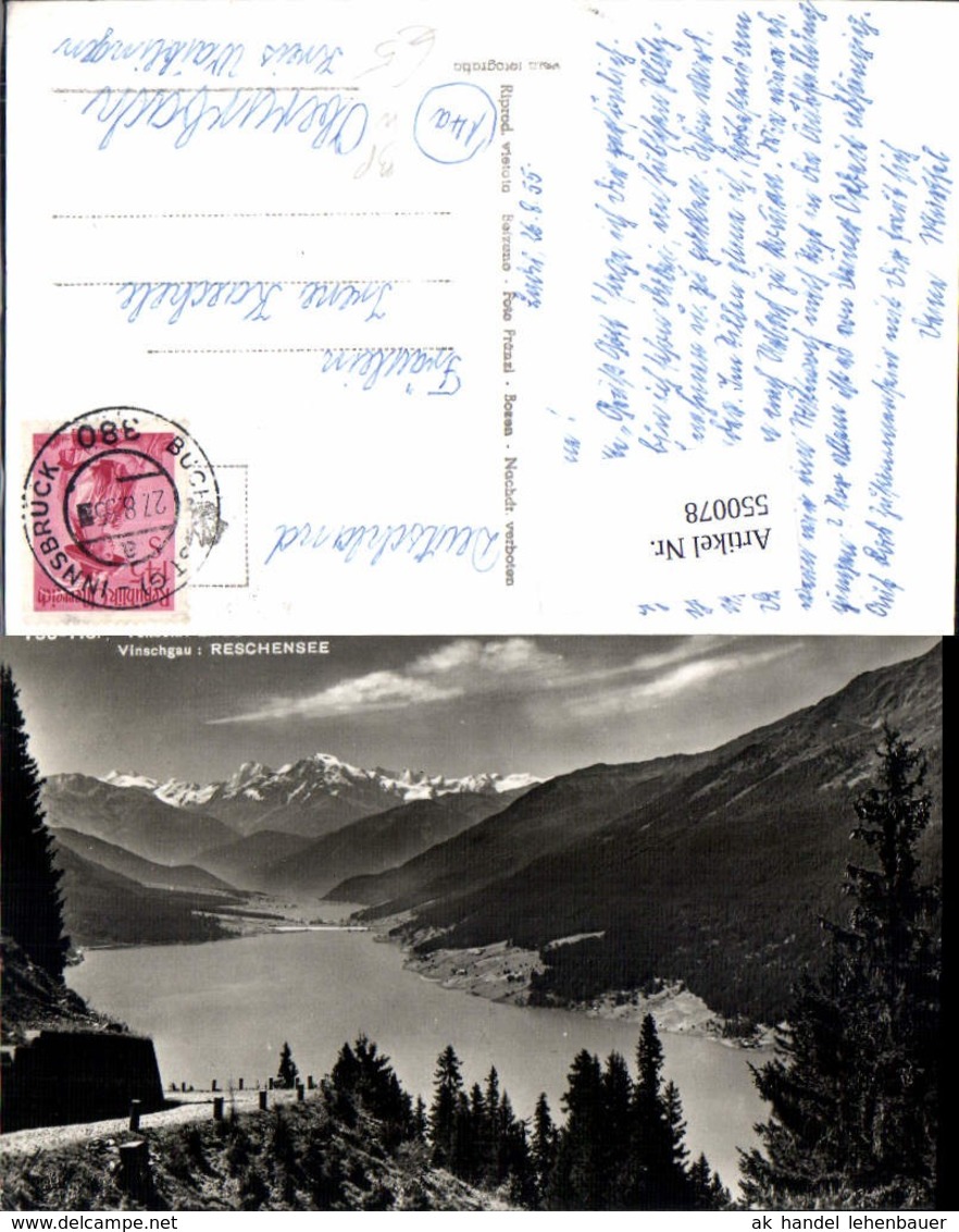 550078,Trentino Bolzano Graun Venosta Reschensee Lago di Resia Bahnpost Zug 380
