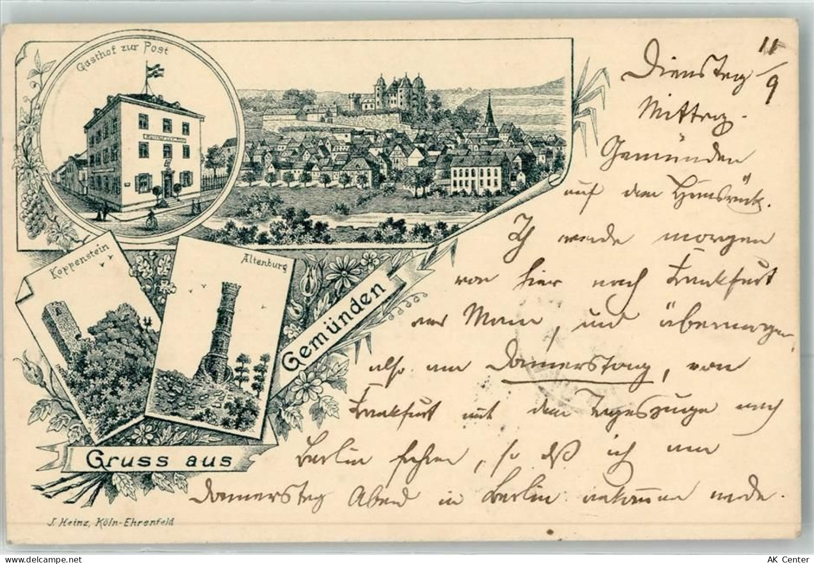 55490 W6545 Gemünden , Hunsrück 1894 - Gasthaus Zur Post Koppenstein Alt... - 13614516