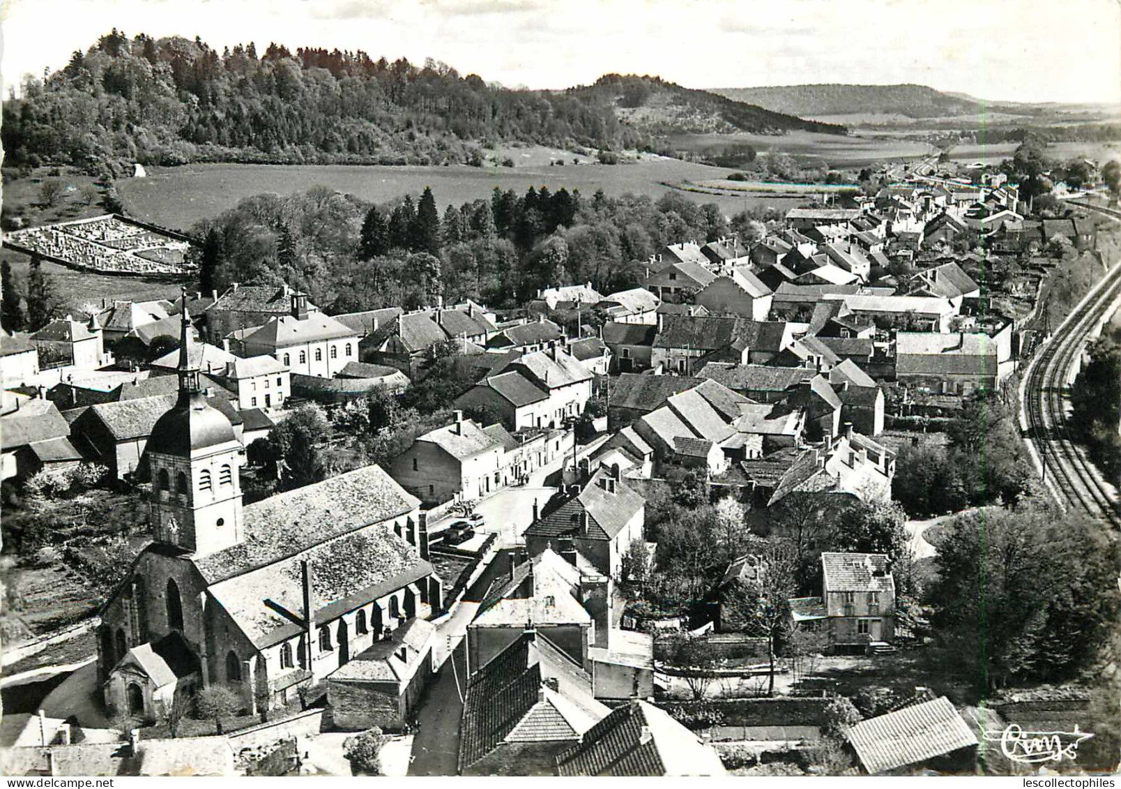 55931 - ANDELOT BLANCHEVILLE - CPSM - VUE GENERALE / L EGLISE / PLACE DU GENERAL DILLEMANN