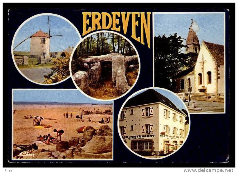 56 Erdeven ERDEVEN (Morbihan) du Narbon Le Dolmen La L'hôtel - L'église vue multi vues D56D K56013K C56054C RH002740