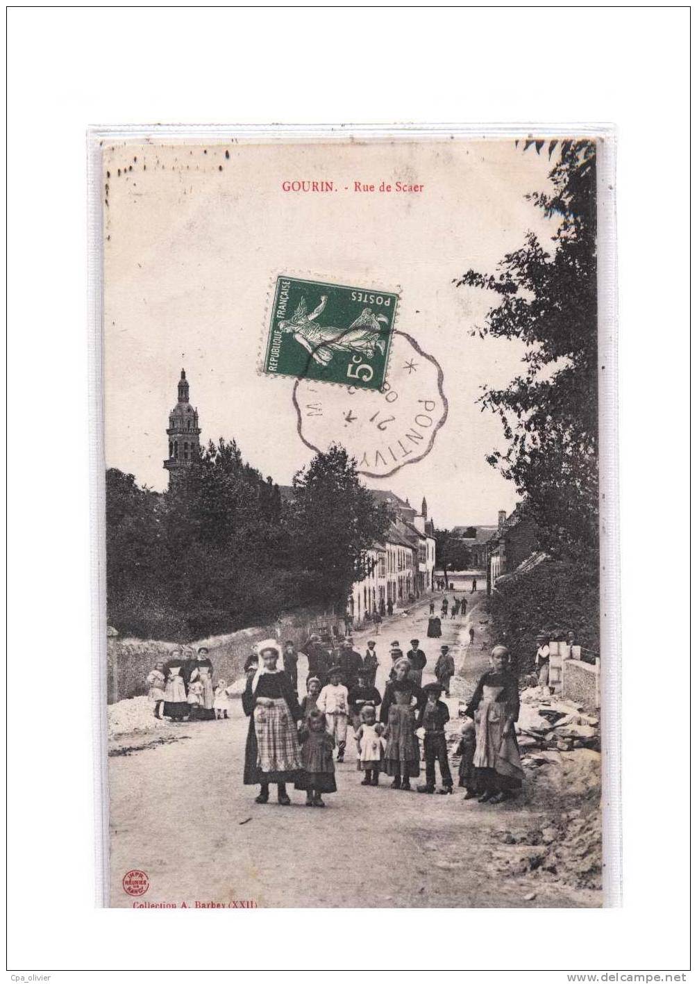 56 GOURIN Rue de Scaer, bien animée, ed Barbey, 1908
