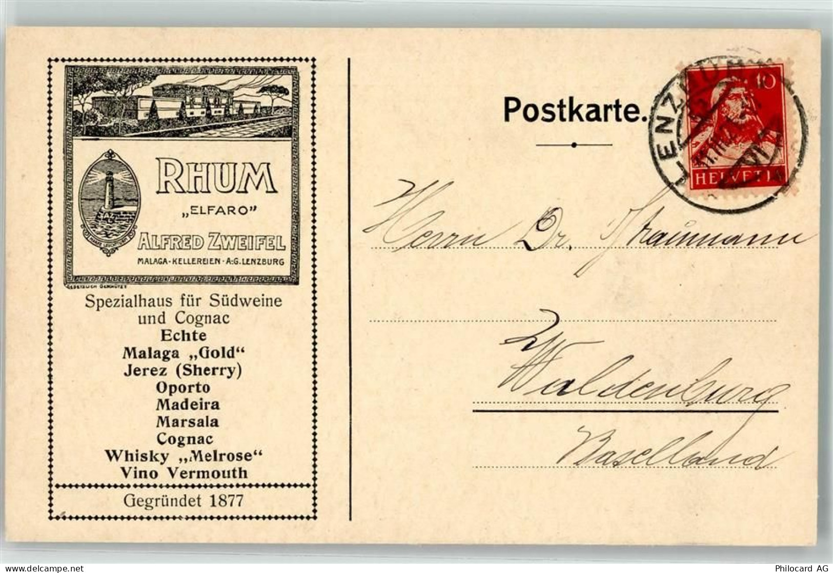 5600 Lenzburg KEINE AK Alfred Zweifel Malaga Kellereien Werbung - 10624573