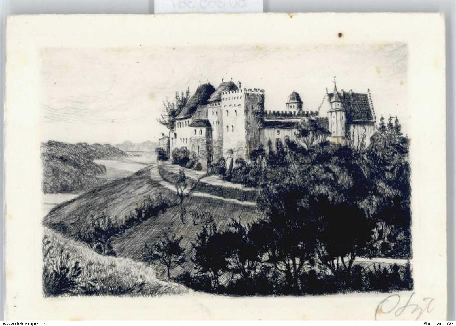 5600 Lenzburg Radierung Schloss handsigniert - 50365387