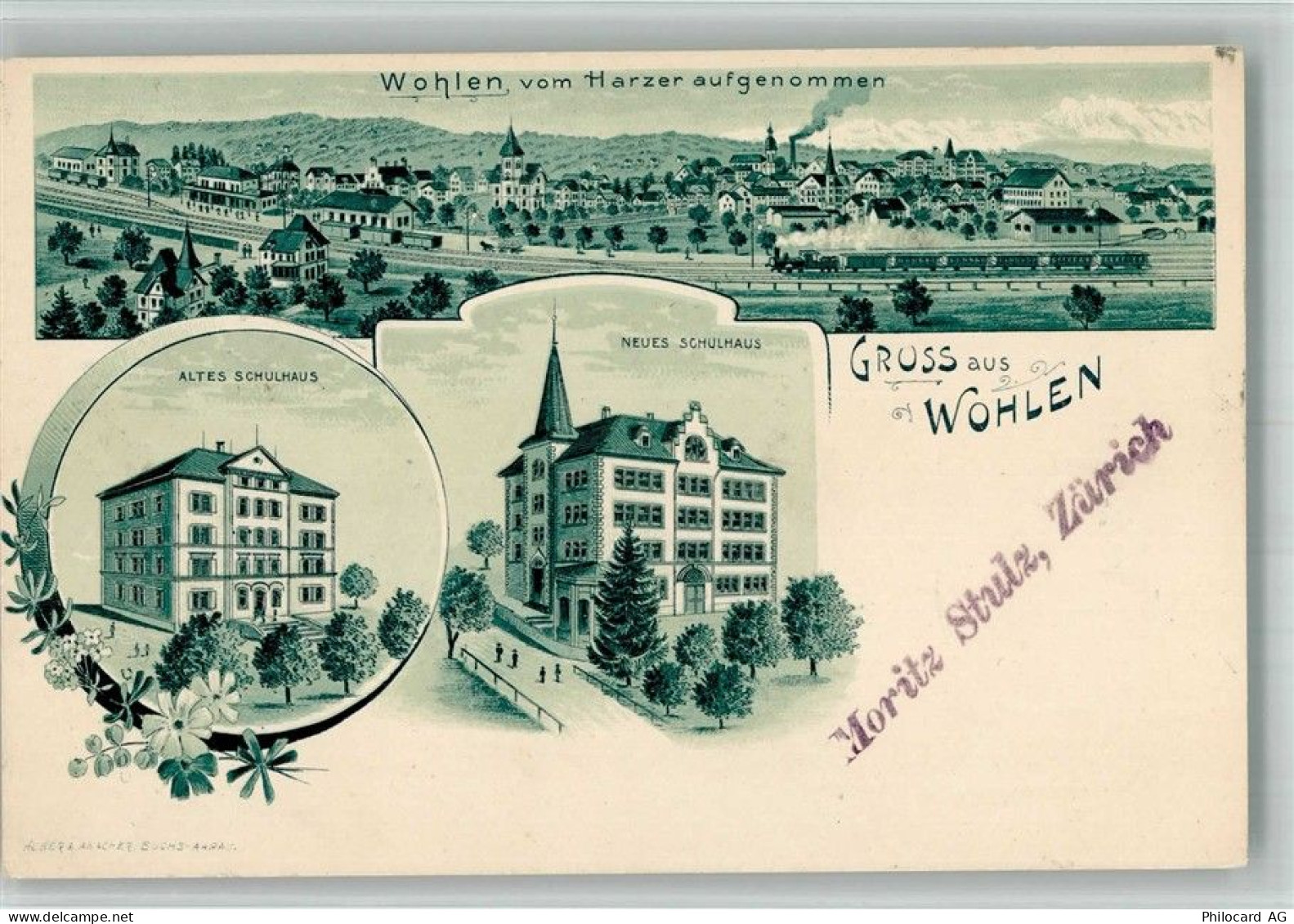 5610 Wohlen AG 1900 BOAKC Schulhaus Lithographie - 13715701