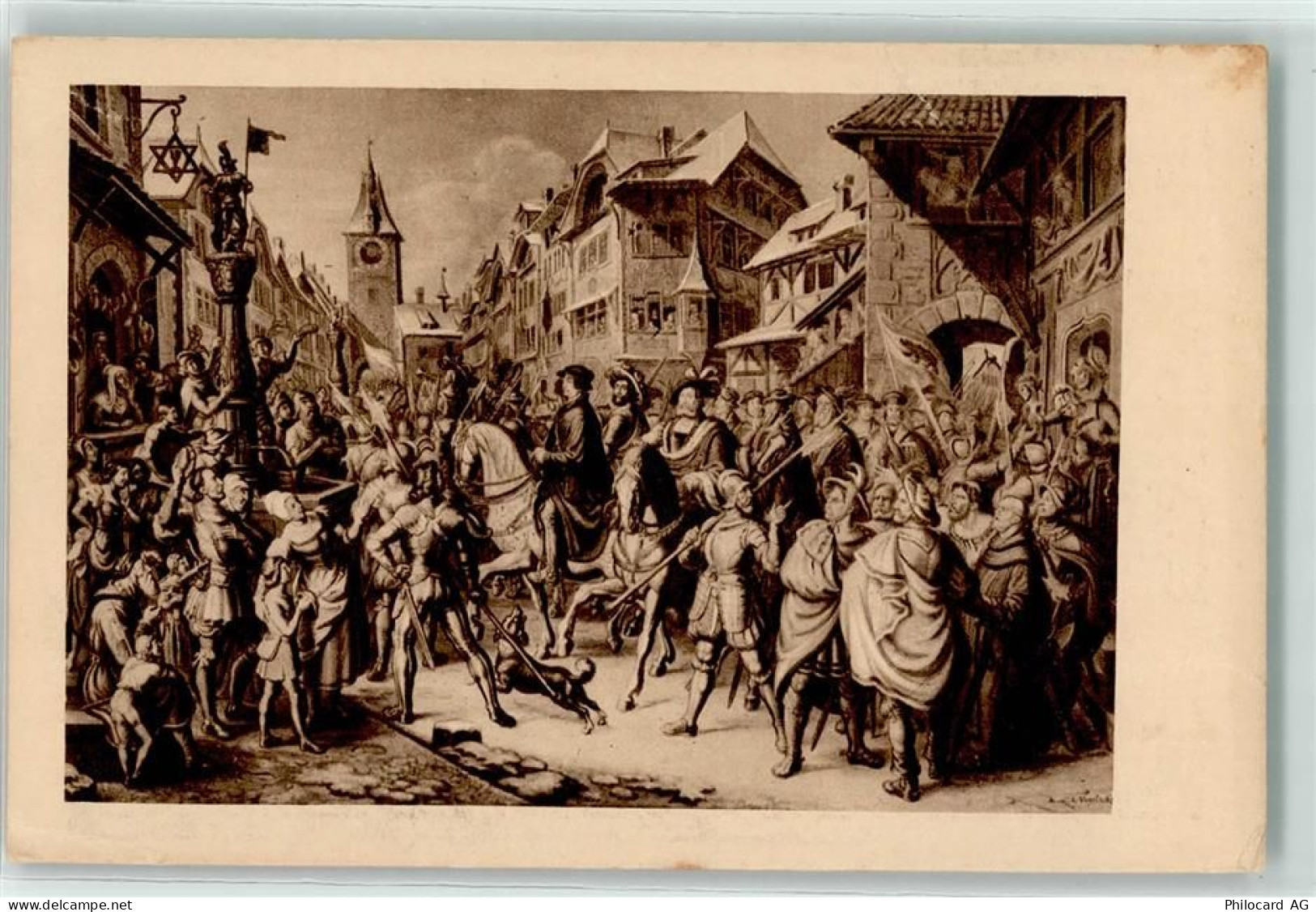 5620 Bremgarten AG Gebrauchsspuren Zwingli in Bremgarten Gedenk Postkart... - 10592250