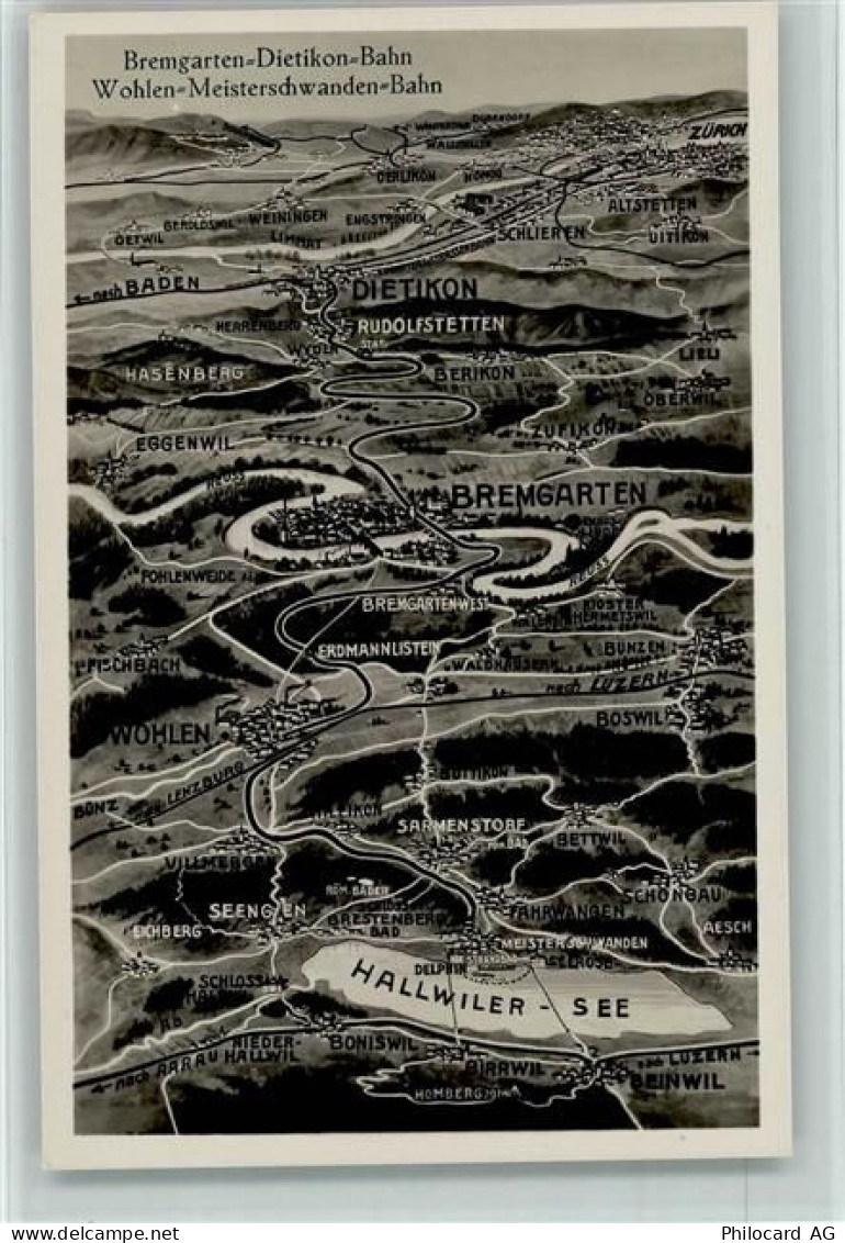 5620 Bremgarten AG - Landkarte Bremgarten-Dietikon-Bahn Wohlen-Meistersc... - 13111749