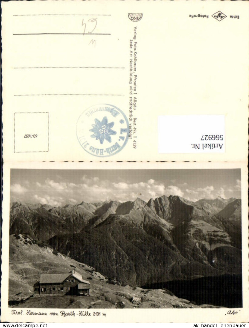 566927,Foto Ak Hermann v. Barth Hütte Hermann-von-Barth-Hütte Elbigenalp