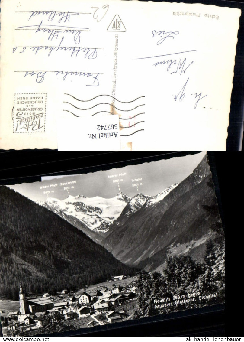 567742,Foto Ak Neustift geg. Stubaier Gletscher Stubaital Neustift im Stubaital