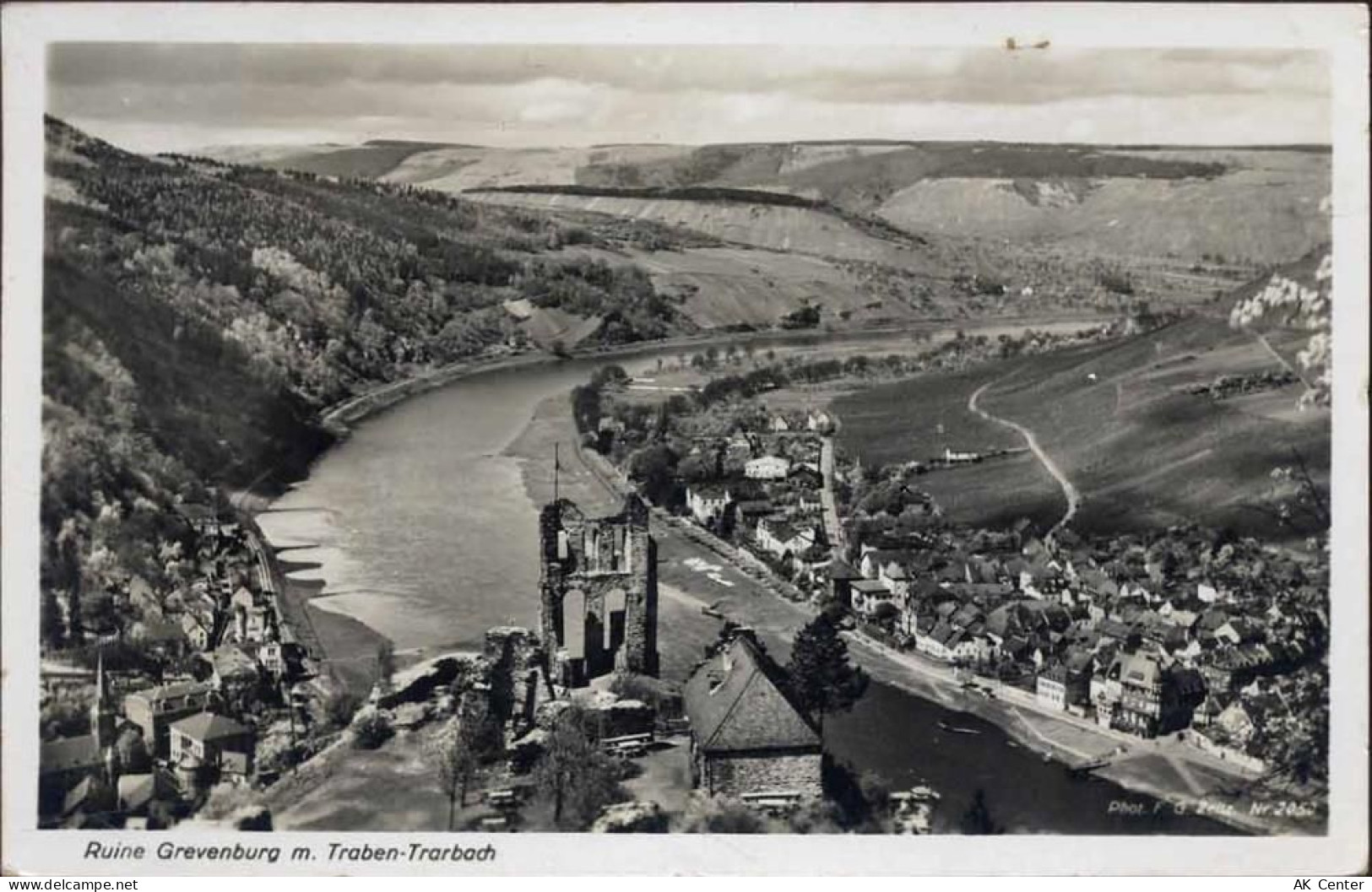 56841 W5580 Traben-Trarbach 1936 - Traben-Trarbach: Luftbild, Ruine Grev... - 20038893
