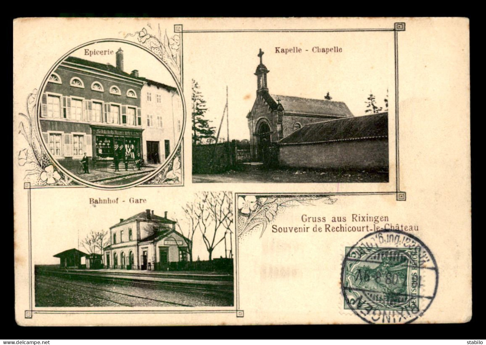 57 - RECHICOURT-LE-CHATEAU - RIXINGEN - EPICERIE GILLET-LOUIS - CHAPELLE - LA GARE DE CHEMIN DE FER