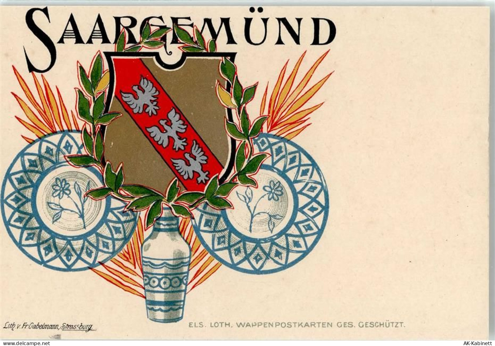 57200 Sarreguemines Künstlerkarte Wappen - 51637538