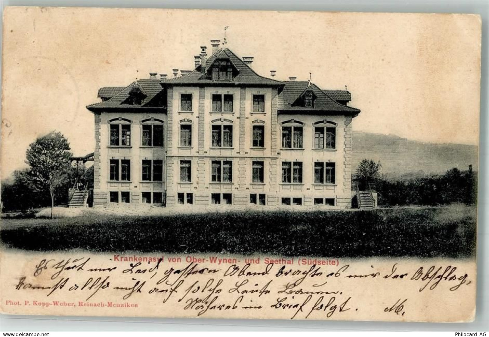 5734 Reinach AG 1903 Foto AK Krankenhaus Krankenasyl Oberwynen- und Seet... - 13993974
