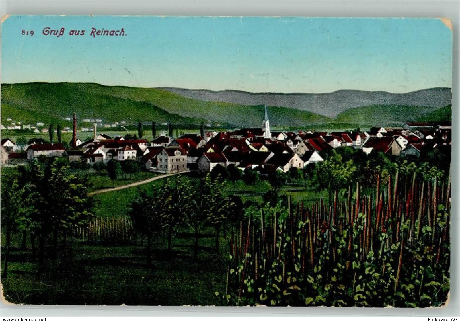 5734 Reinach AG 1912 Gebrauchsspuren Feldpost Bataillon 97 - 13300054