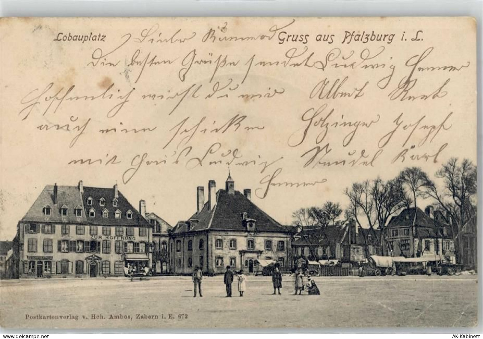 57370 Phalsbourg Pfalzburg 1901 Lithographie Gasthaus Hoffnung Denkmal L... - 51677281
