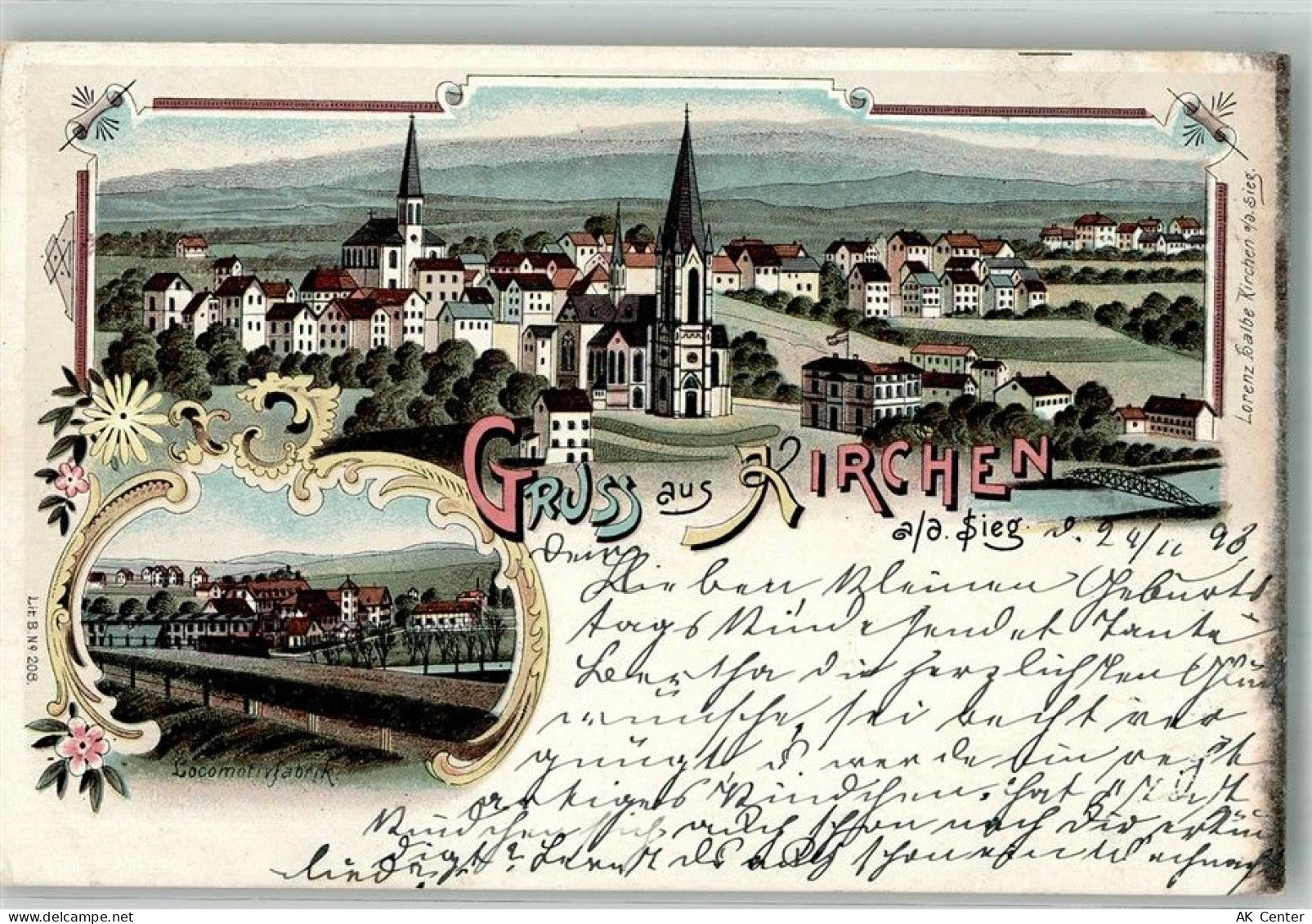 57548 W5242 Kirchen Sieg 1898 Lithographie Kirchen Lokomotivfabrik - 13667949