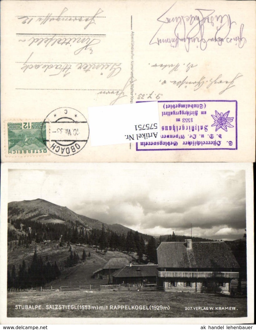 575751,Stubalpe Salzstiegl Rappenkogel b. Hirschegg Obdach K&ouml;flach Salla