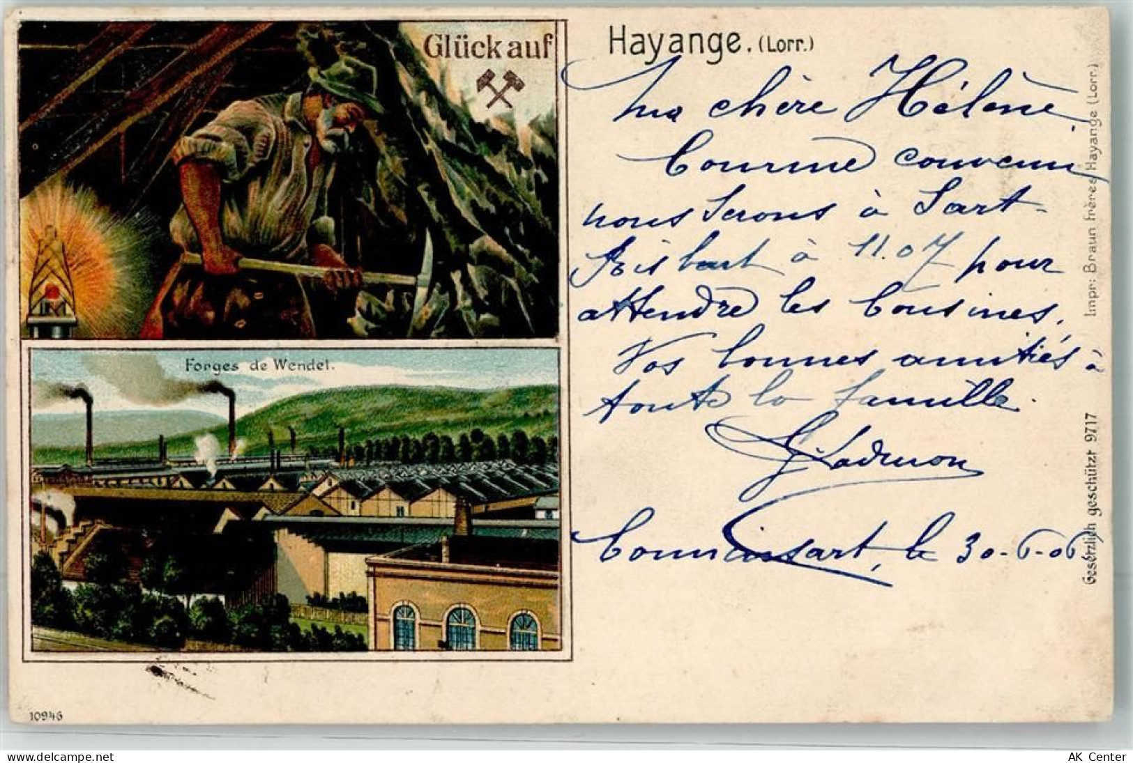 57700 Hayange 1906 Prägedruck Beruf Bergmann Fabrik - 13623627
