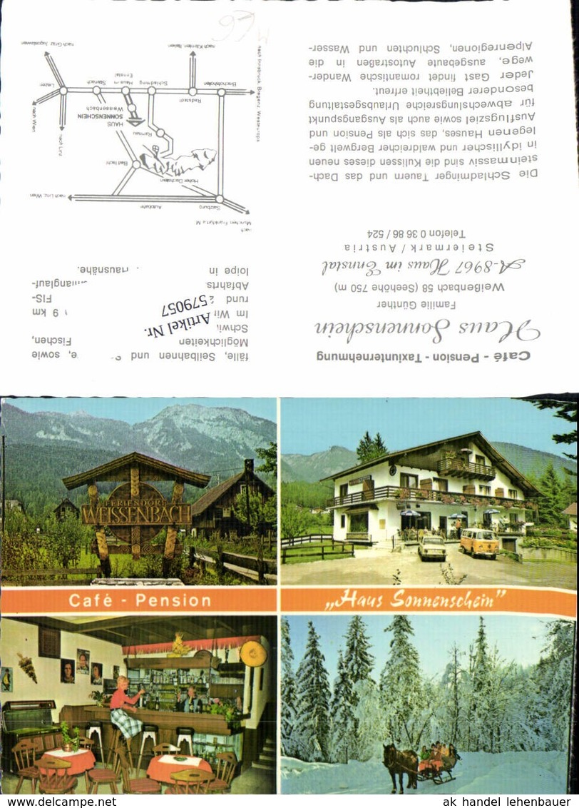 579057,Mehrbild Ak Haus im Ennstal Haus Sonnenschein Pferdeschlitten VW Bully