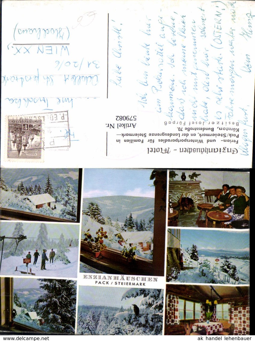 579082,Mehrbild Ak Pack Hirschegg-Pack Enzianh&auml;uschen Hotel Wintersport Schlepplift