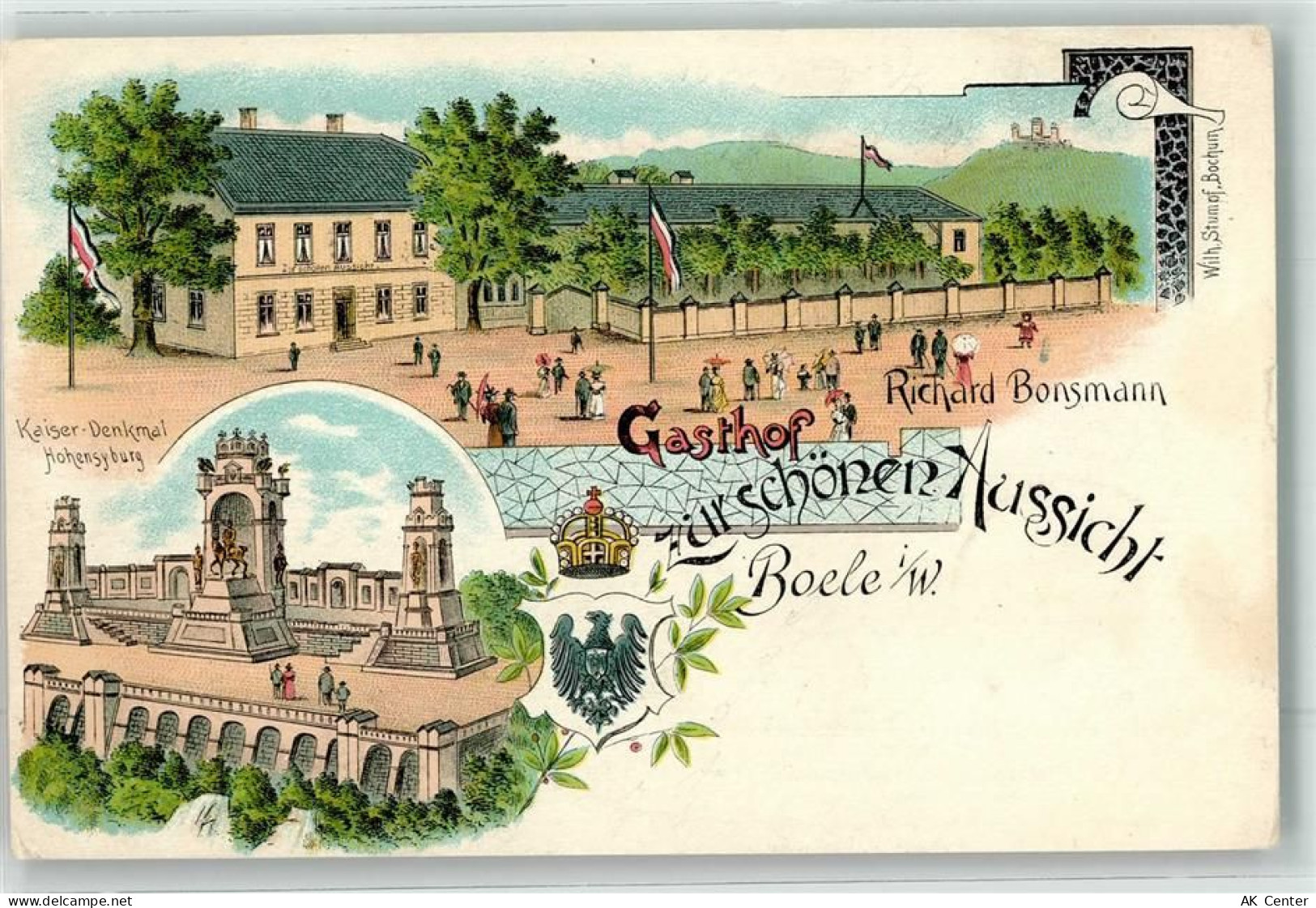 58089 W5800 Boele 1902 Lithographie Kaiser Denkmal Hohensyburg Gasthaus ... - 13625218