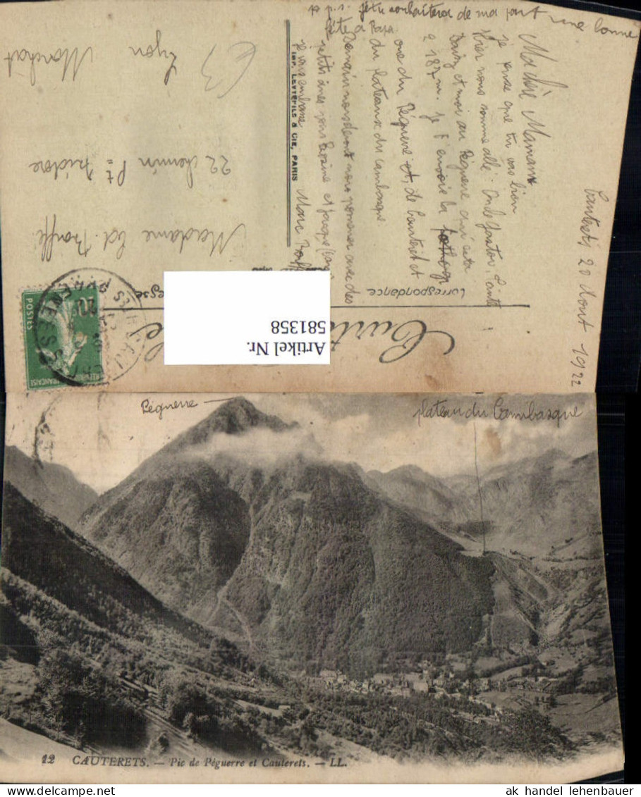 581358,France Cauterets Pic du Peguerre et Cauterets