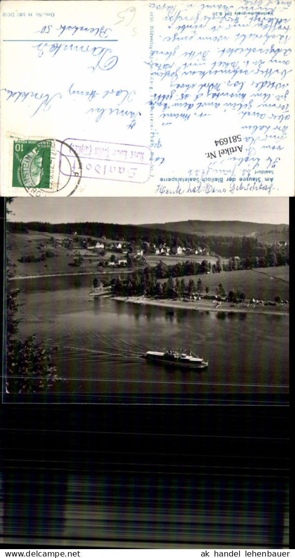 581694,Stausee Bleiloch-Saaletalsperre Bad Lobenstein Saaldorf Schiff Dampfer Stempel über Lobenstein