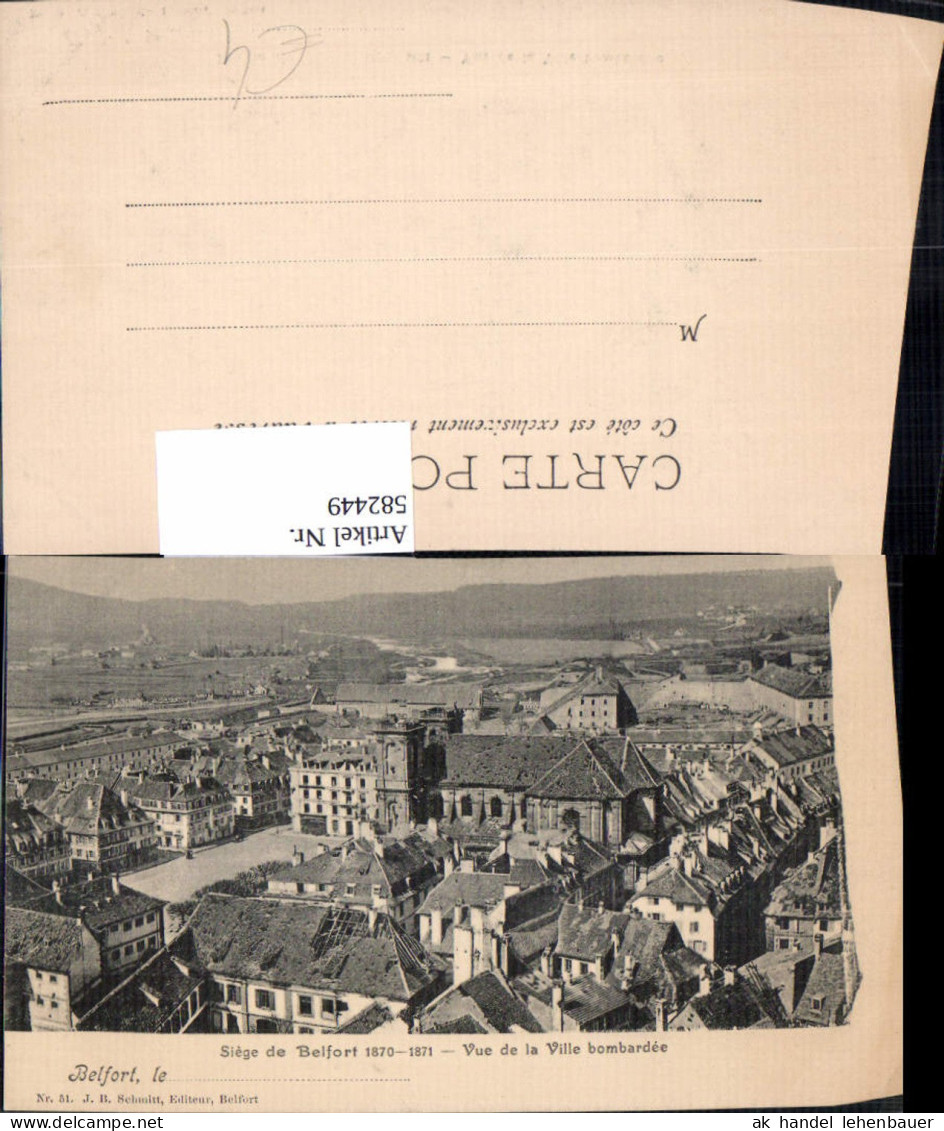 582449,France Belfort Vue de la Ville bombardee