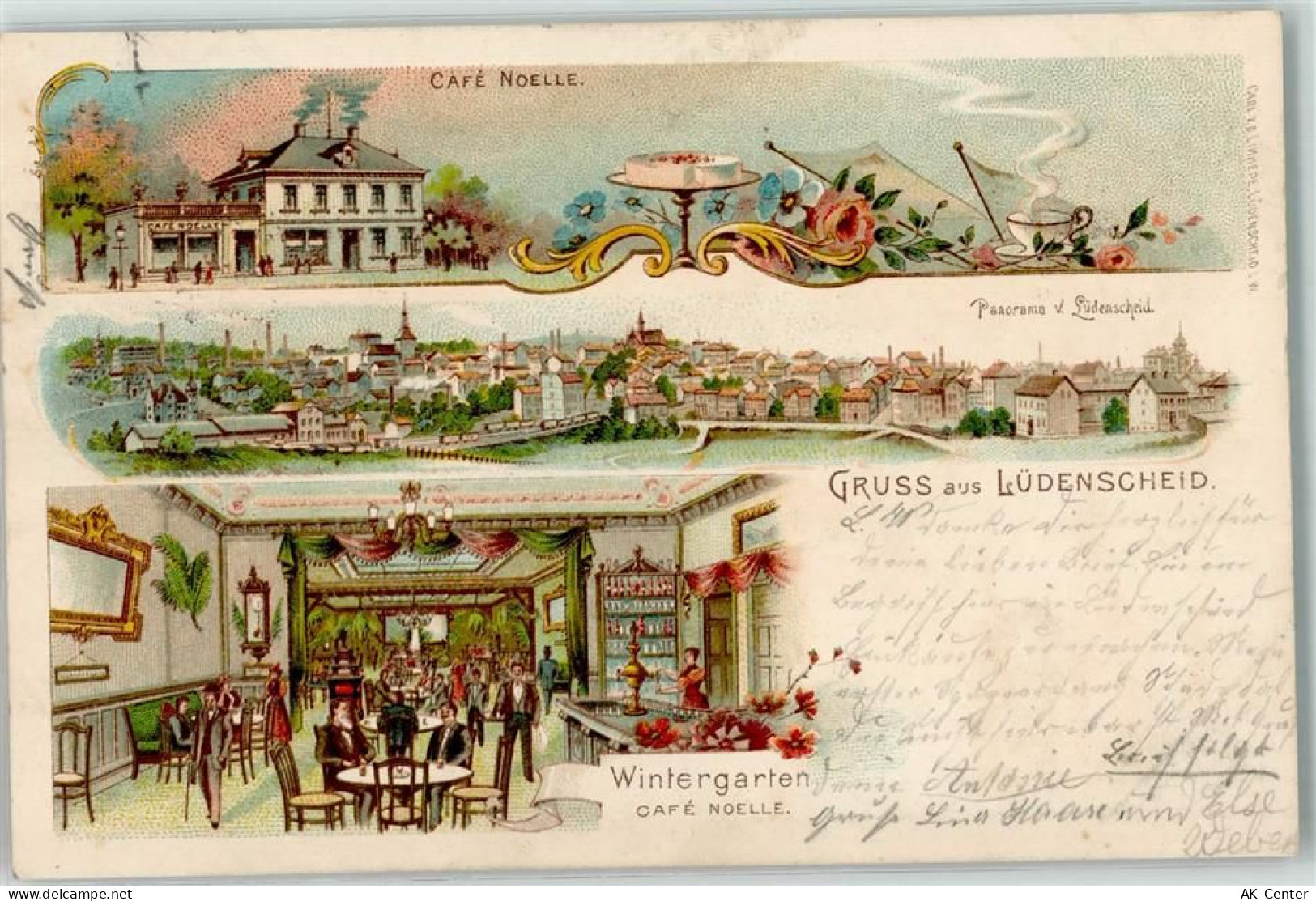 58507 W5880 Lüdenscheid 1901 Lithographie Cafe Noelle Torte Wintergarten... - 13605353