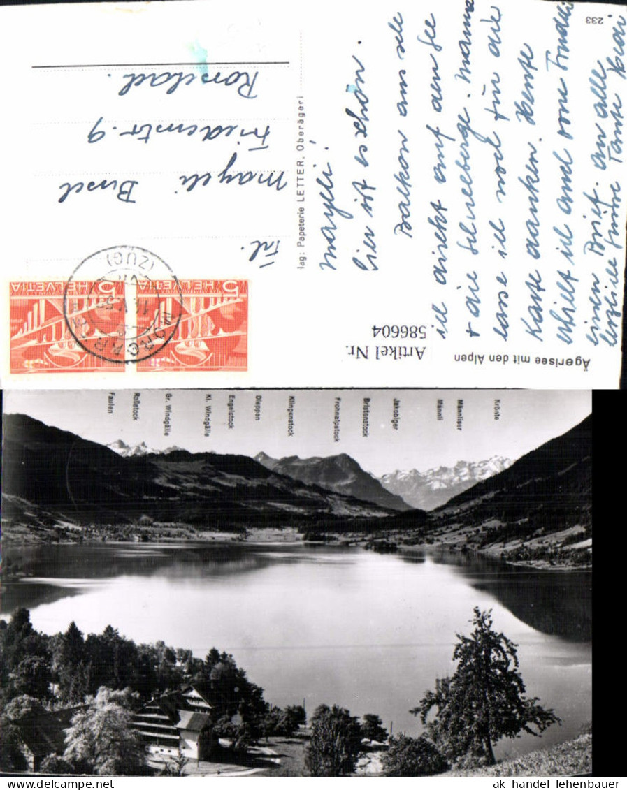 586604,Foto Ak Ägerisee m. d. Alpen Morgarten Oberägeri Gipfelkarte Switzerland