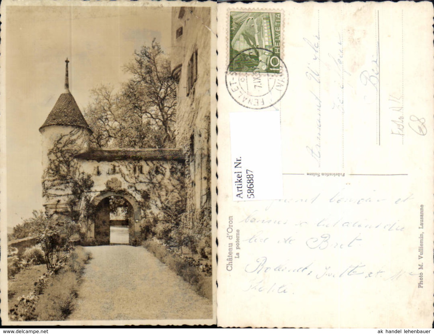 586887,Foto Ak Chateau d Oron La poterne Oron-le-Chatel Schloss Switzerland