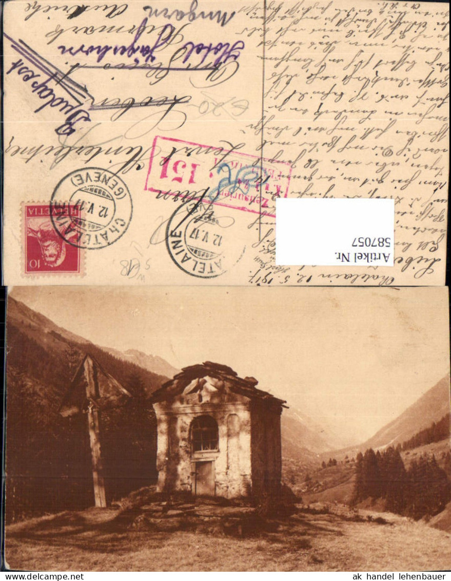587057,Vernier Genf Geneve Wegkreuz u. Kapelle Switzerland Stempel Chatelaine