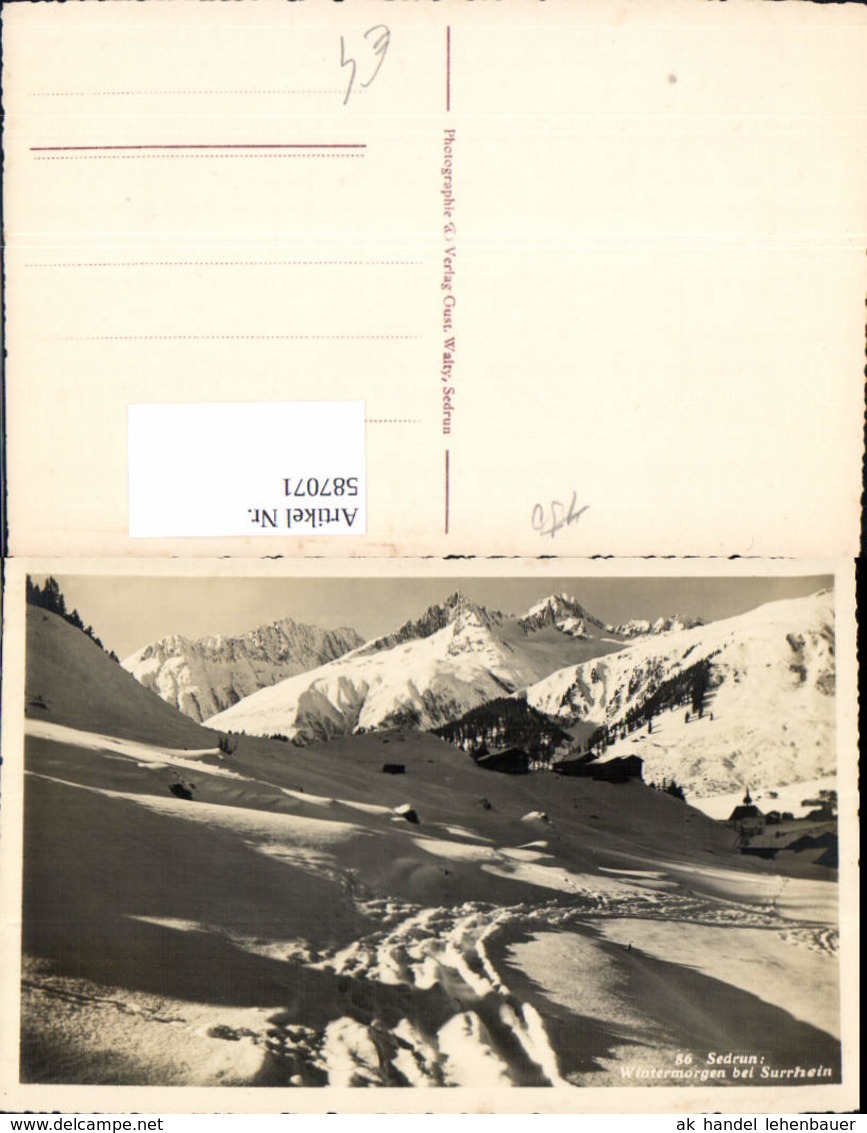 587071,Sedrun Wintermorgen b. Surrhein Tujetsch Switzerland