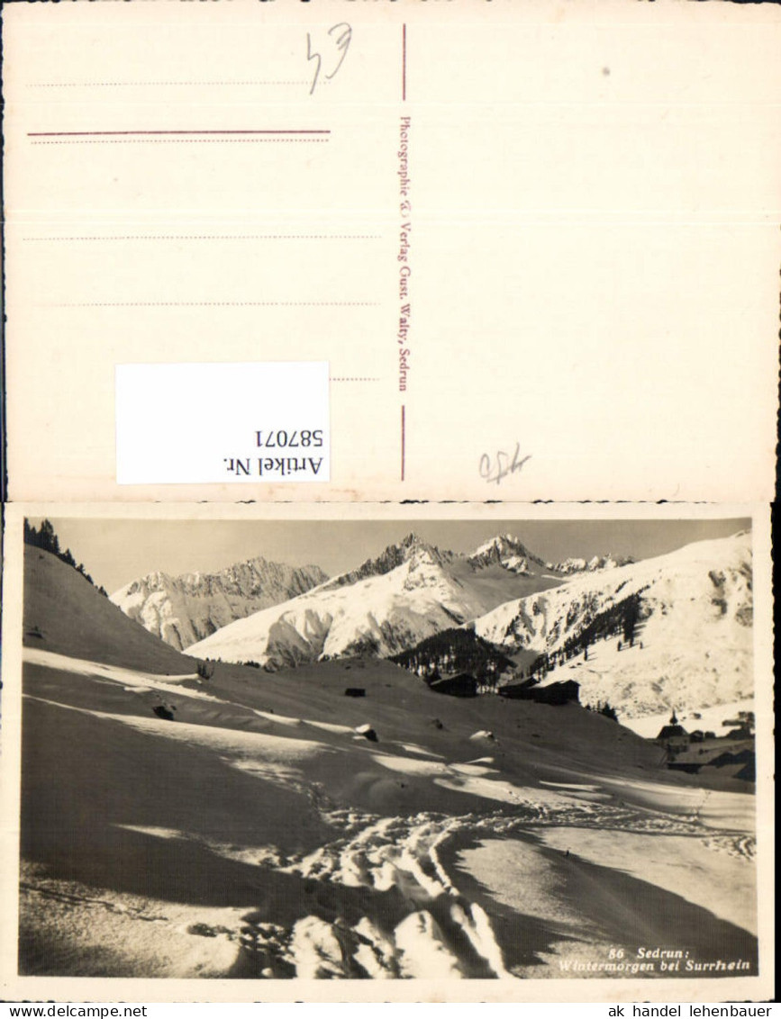 587071,Sedrun Wintermorgen b. Surrhein Tujetsch Switzerland