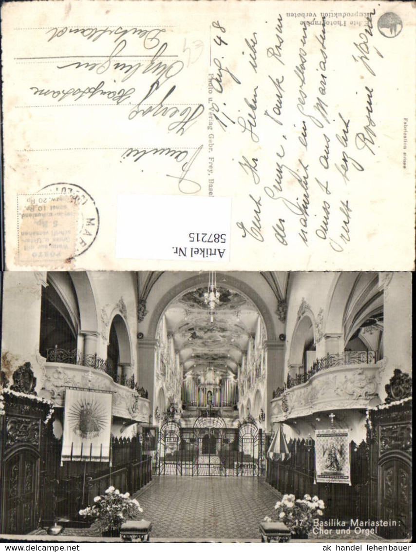 587215,Foto Ak Basilika Mariastein Chor u. Orgel Metzerlen-Mariastein Switzerland