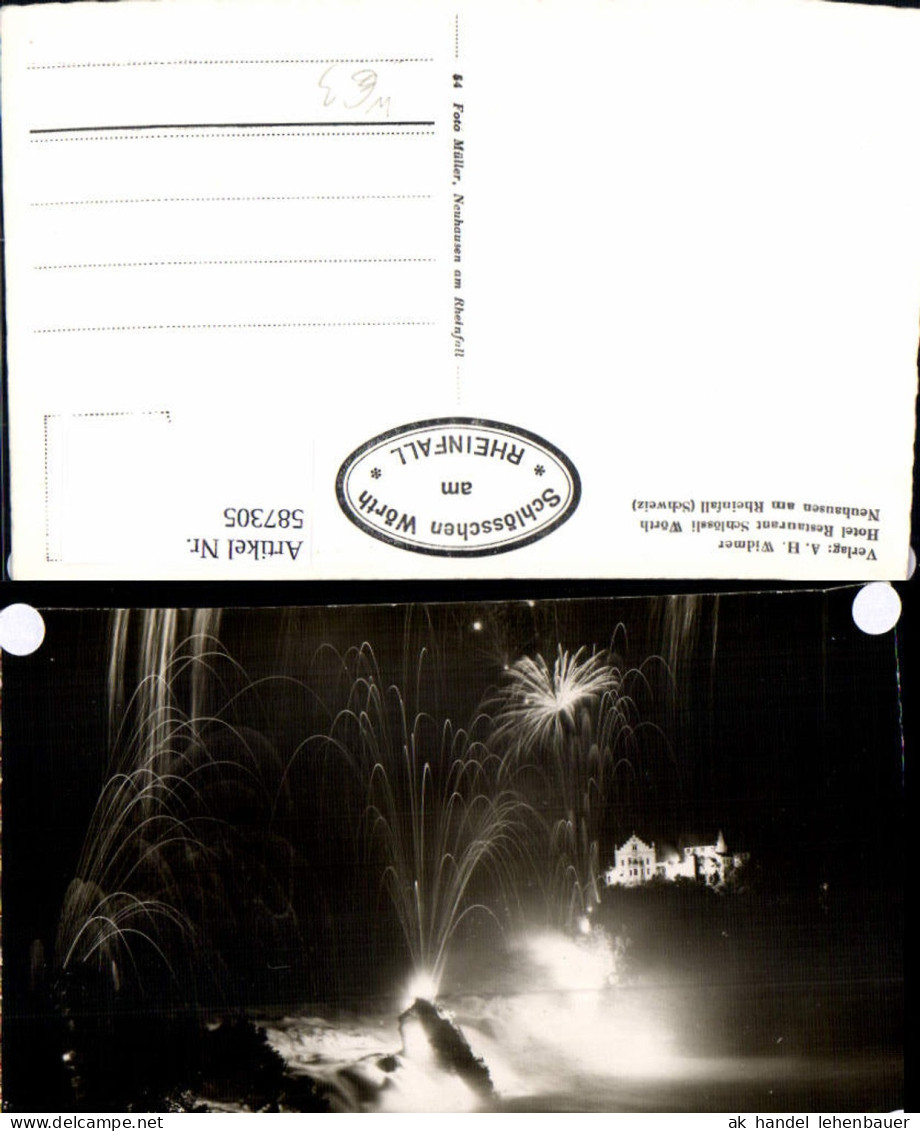 587305,Rheinfallbeleuchtung Rheinfall Schloss Laufen b. Nacht Laufen-Uhwiesen Switzerland