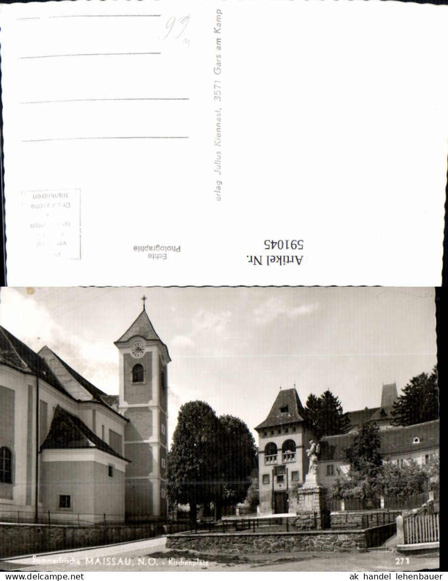 591045,Foto Ak Maissau Kirchenplatz Kirche Statue