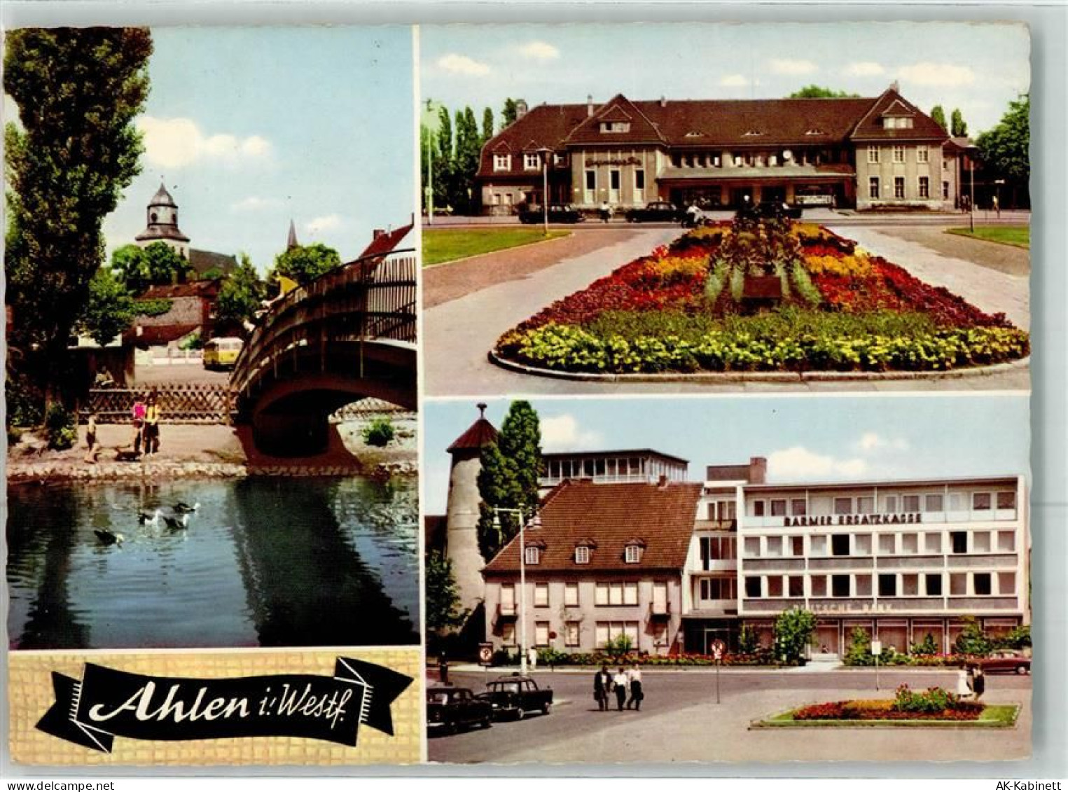 59227 W4730 Ahlen , Westf Foto AK Bahnhof Kirche St Bartholomäus Wersebr... - 39453683