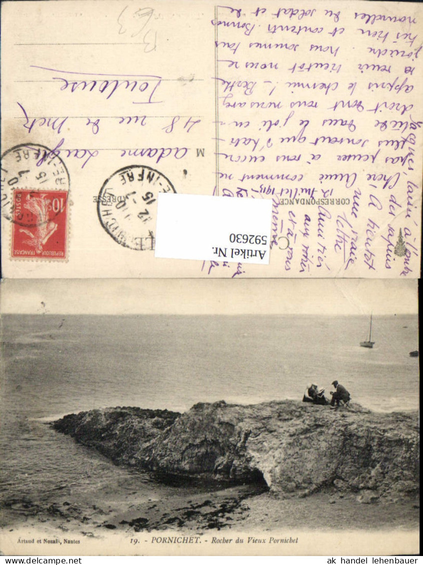 592630,Pornichet Rocher du Vieux Pornichet Felsen Küste Segelboot Boot France