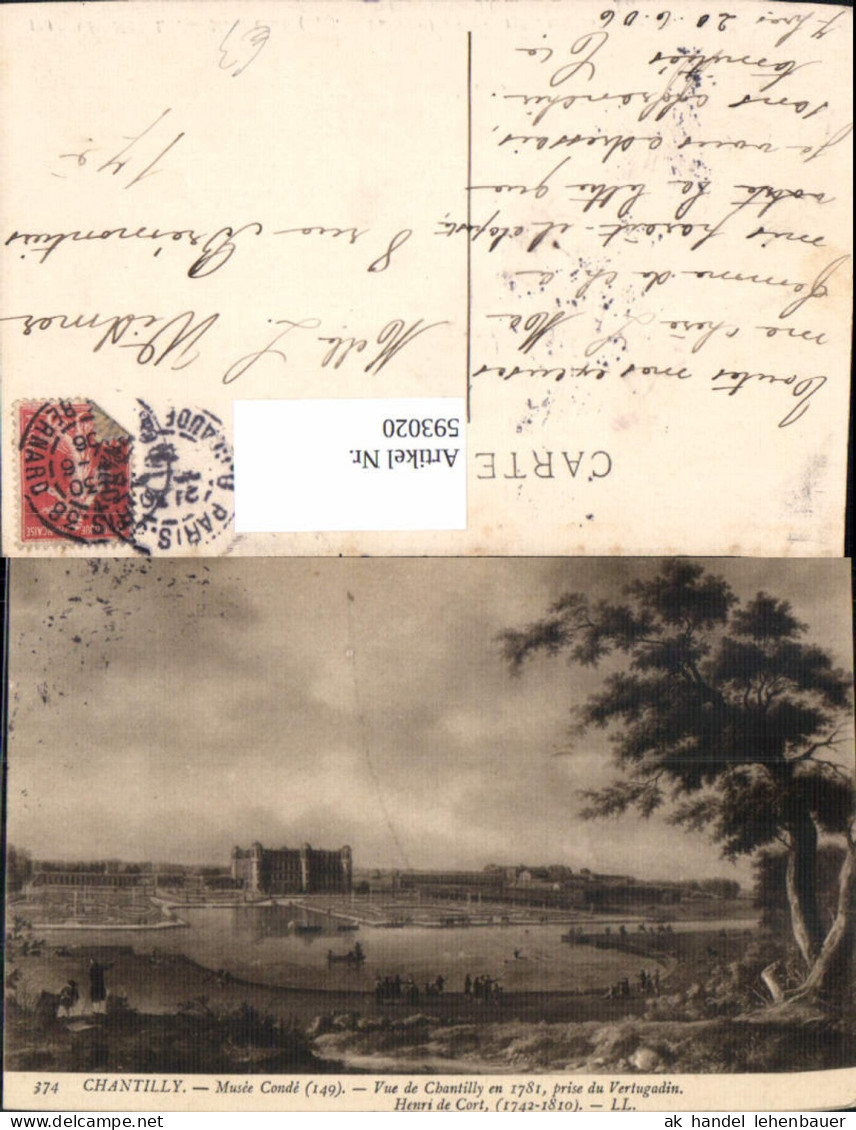 593020,Chantilly Vue de Chantilly prise du Vertugadin France