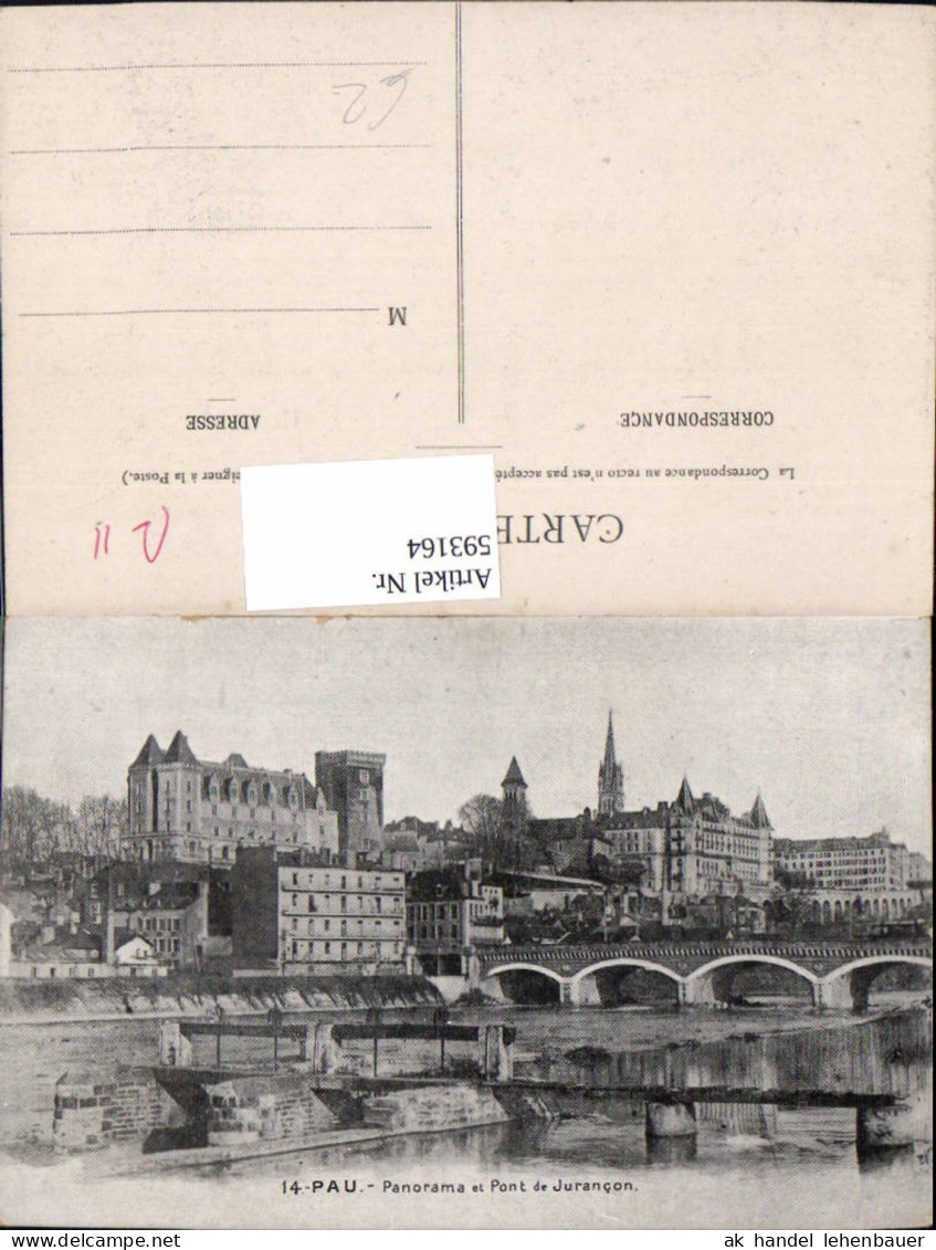 593164,Pau Panorama et Pont de Jurancon Brücke Le Chateau Schloss France