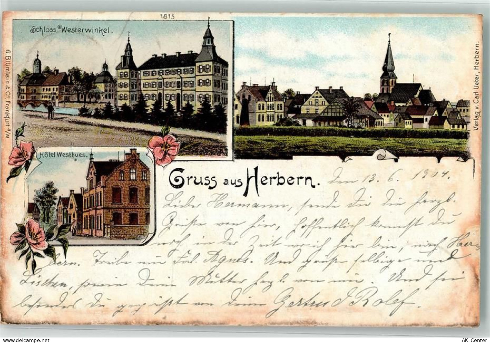 59387 W4715 Herbern , Kr Lüdinghausen 1904 Gebrauchsspuren Schloss Weste... - 13626590