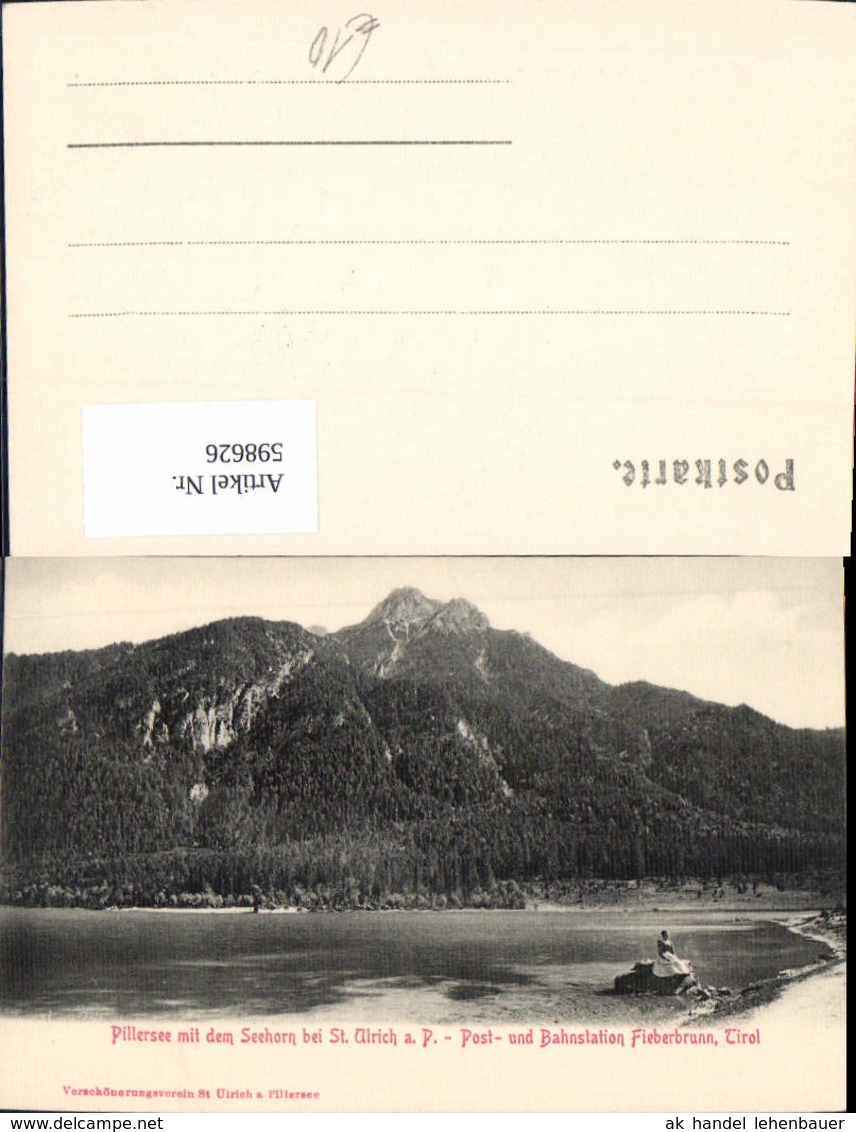 598626,Pillersee m. d. Seehorn St. Ulrich am Pillersee Frau a. Ufer sitzend