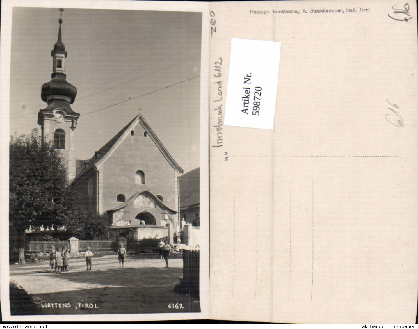 598720,Foto Ak Wattens Ansicht Kirche Kinder