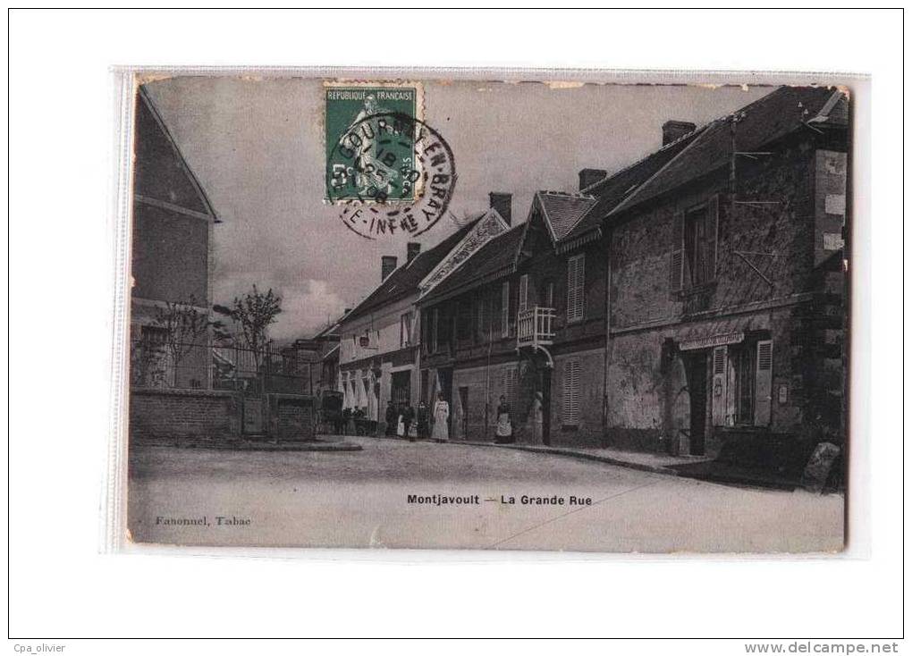60 MONTJAVOULT Grande Rue, animée, Poste, carte Email, ed Fanonnel, 1908