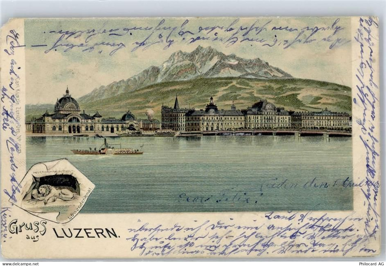 6000 Luzern Lucerne 1902 Lithographie Gruß aus Luzern - 51583547