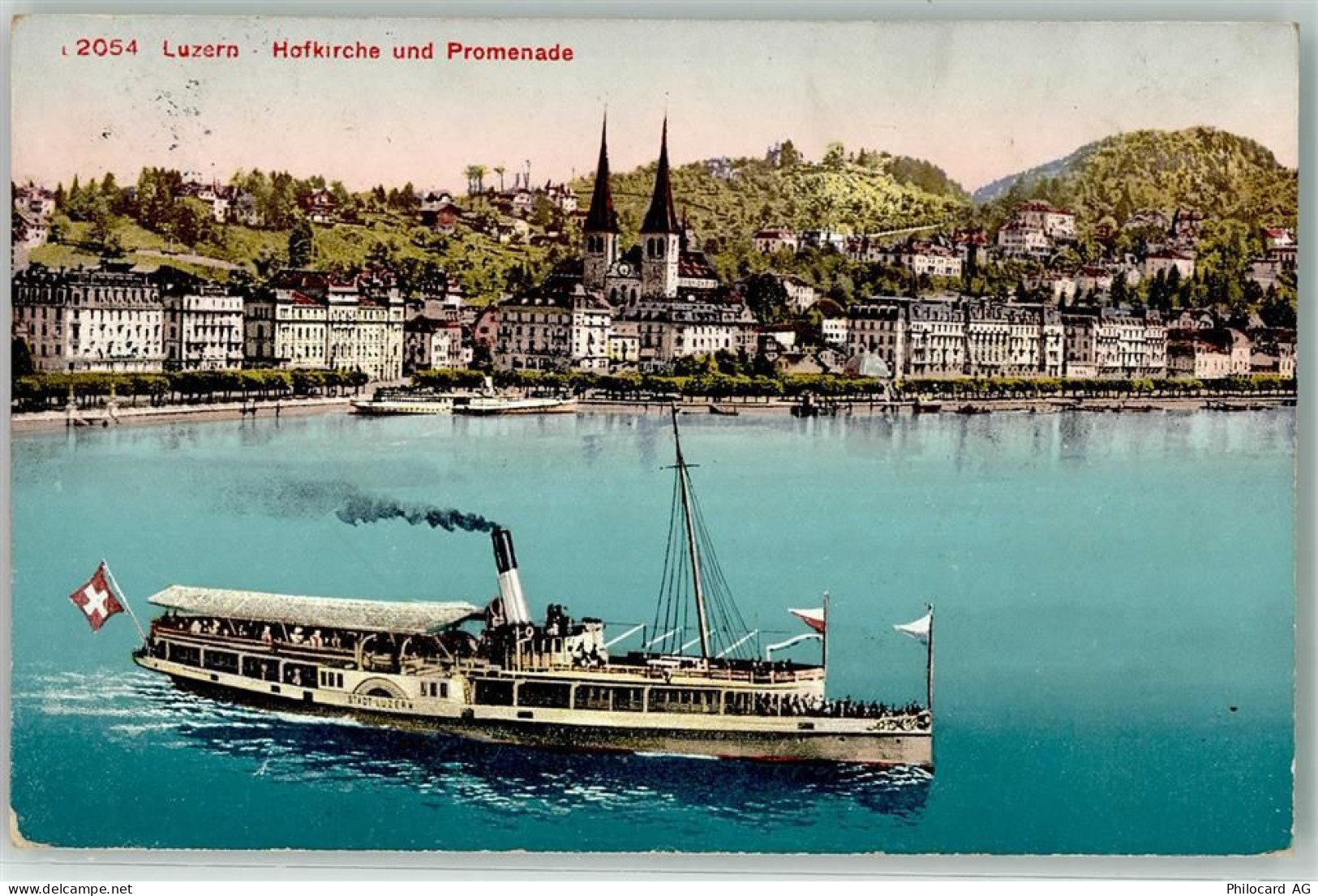 6000 Luzern Lucerne 1913 - Dampfschiff Luzern Hofkirche - 39403569