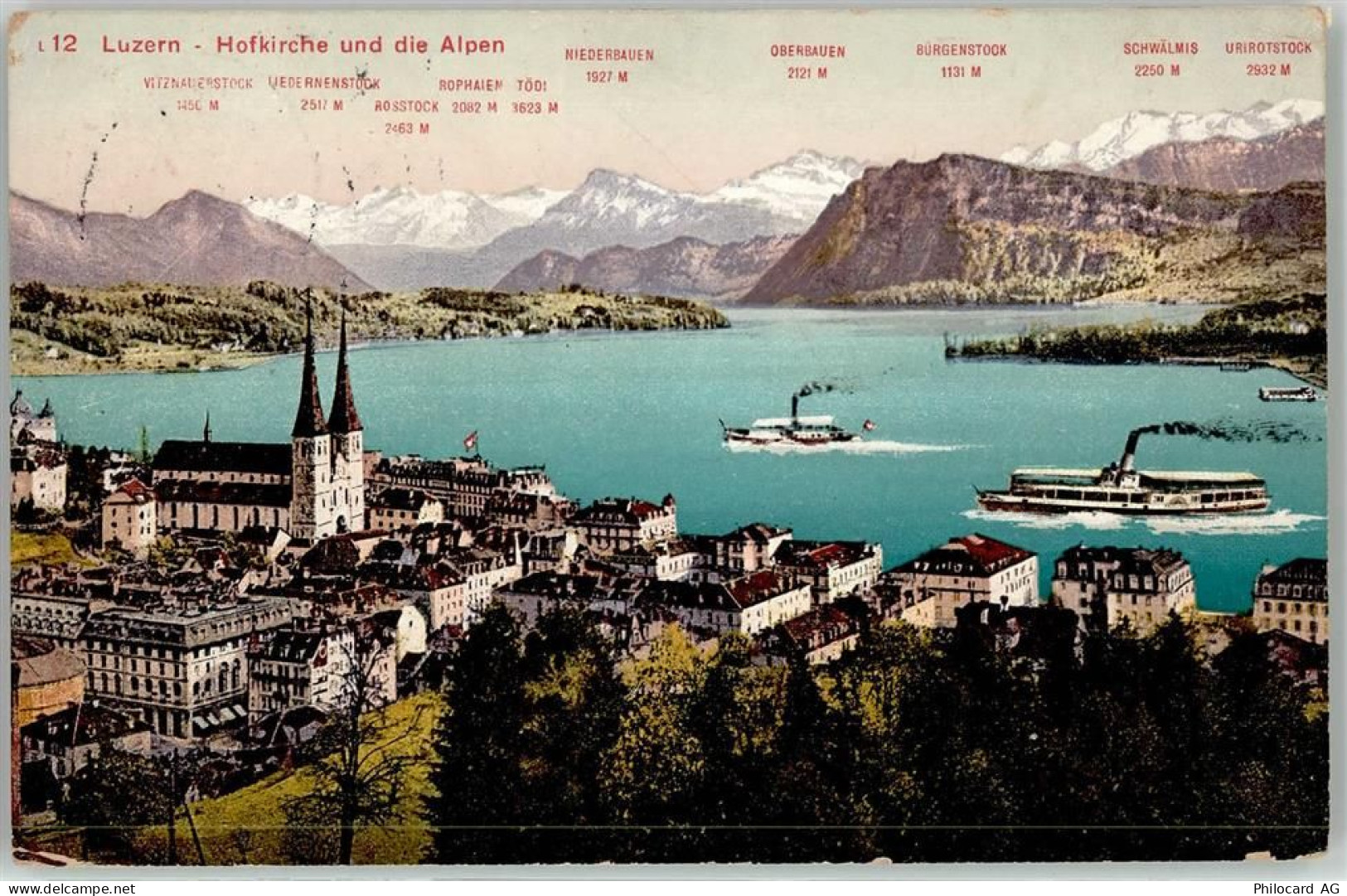 6000 Luzern Lucerne - Hofkirche Alpen Dampfer See Bauen Urirotstock Bürg... - 52049904