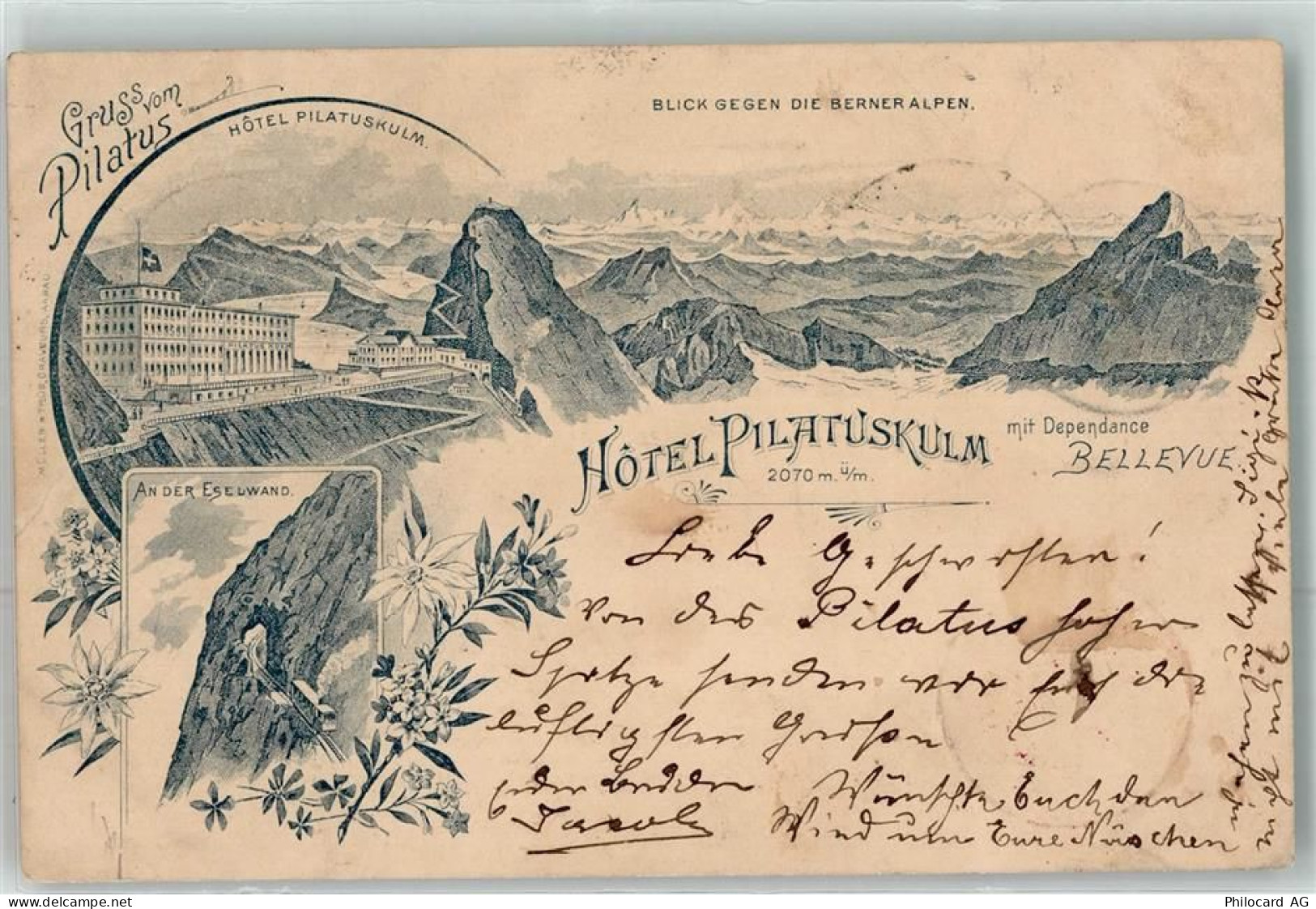 6010 Kriens 1897 Gebrauchsspuren Hotel Pilatuskulm mit Dependance Bellev... - 13276392