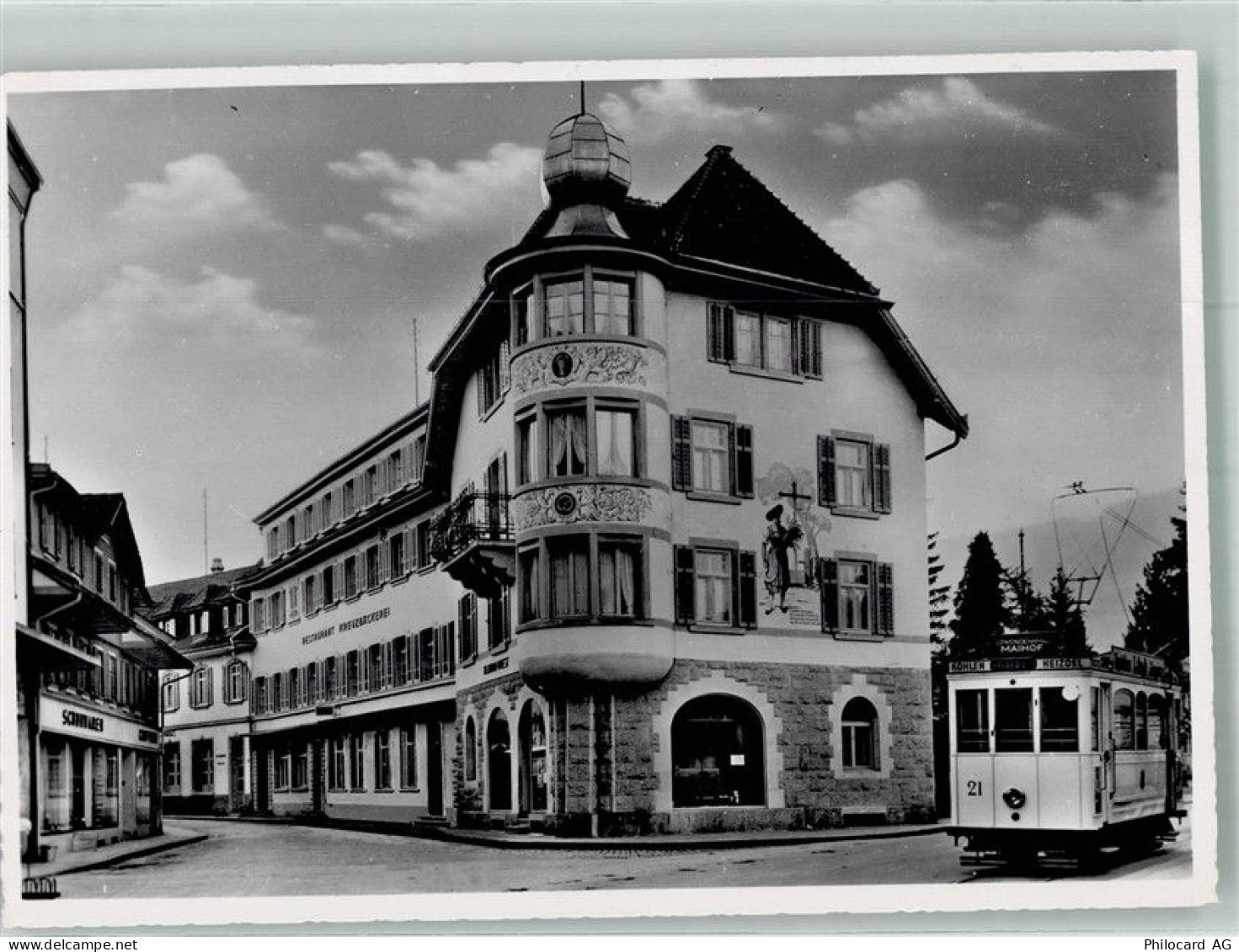 6010 Kriens Foto AK Straßenbahn Geschäft Kreuzbäckerei - 13312340